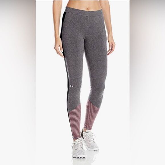 Under Armour gray black sideseam stripe, blocked striped lower leg leggings. Sm - Picture 1 of 6
